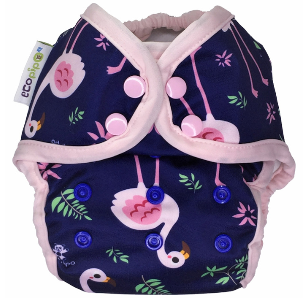 Swimming Print Snaps One-Size Cloth Diaper Flamingo