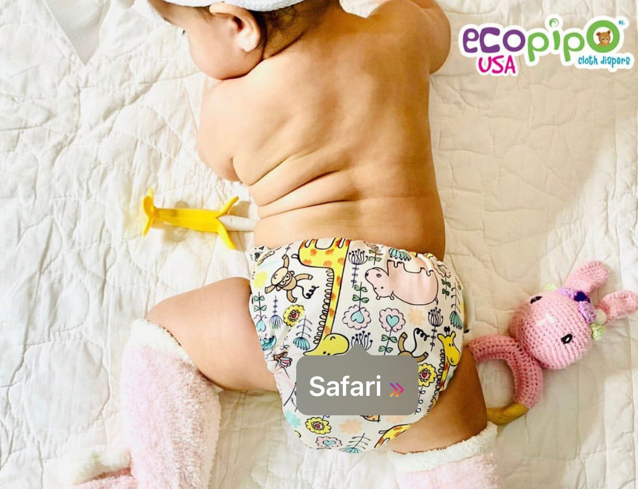 G3 Print Velcro One-Size Cloth Diaper Safari