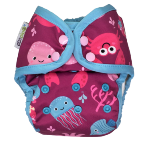 Swimming Print Snaps One-Size Cloth Diaper Sea