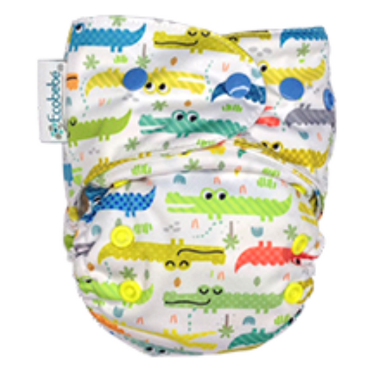 Newborn Ecobebe Pocket Print Snaps Cloth Diaper Alligators