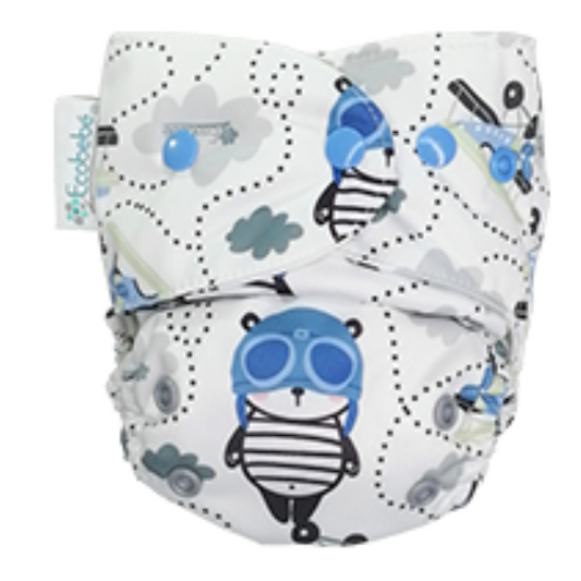 Newborn Ecobebe Pocket Print Snaps Cloth Diaper Aviator