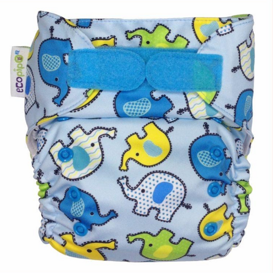 G3 Print Velcro One-Size Cloth Diaper Blue Elephants
