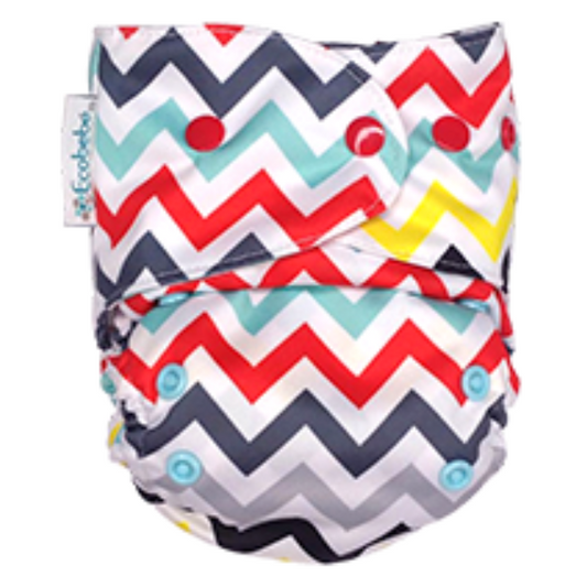 Newborn Ecobebe Pocket Print Snaps Cloth Diaper Chevron