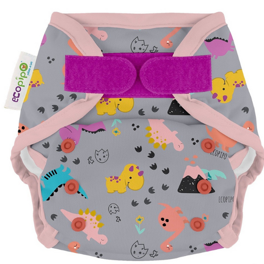 Nappies Print Velcro One-Size Cloth Cover Dino Chic pink