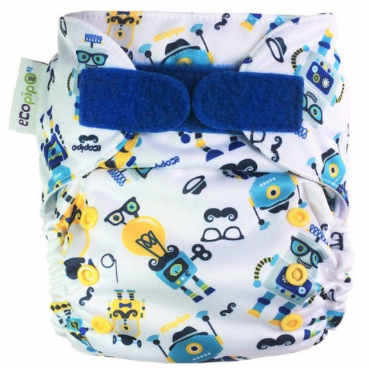 G3 Print Velcro One-Size Cloth Diaper Hipster Robots