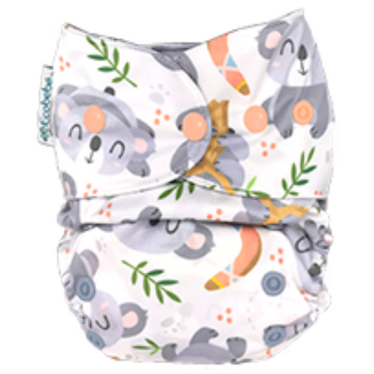 Newborn Ecobebe Pocket Print Snaps Cloth Diaper Koalas