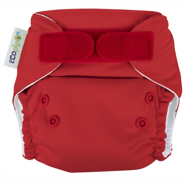 Newborn Ecopipo Solid Velcro Cloth Diaper Red