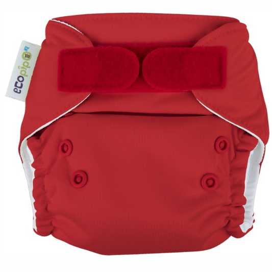 Newborn Ecopipo Solid Velcro Cloth Diaper Red